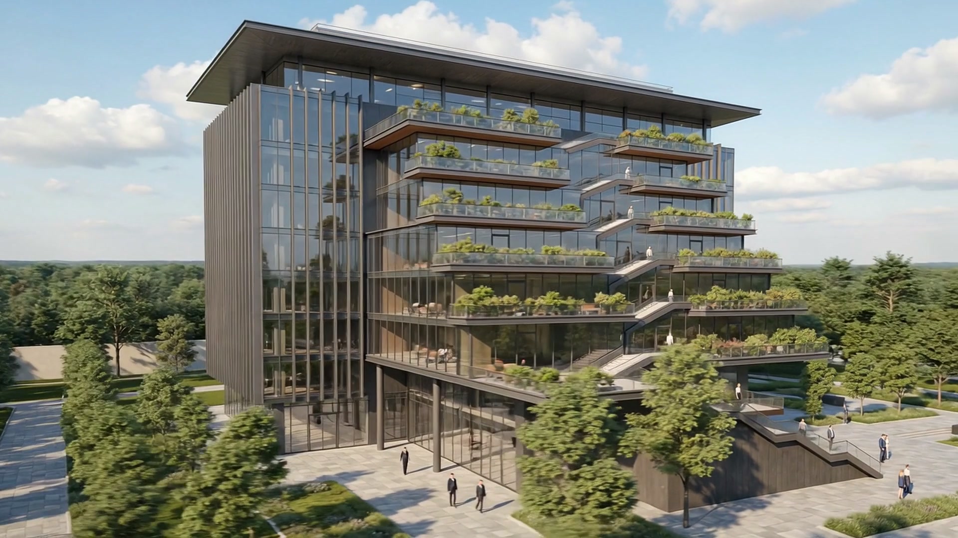 Photoreal architectural visualization created from an early building concept
